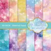 Papel de Material Temático Nova Estrela Transfronteiriço, 24 Folhas de Papel Colorido para Artesanato e Journaling Sonhador e Brilhante, Papel com Fundo de Céu Estrelado