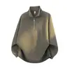 Moletom Muqiu Masculino com Meio Zíper e Gola Alta Texturizado de Manga Longa para Homens, Corte Amplo, Esportivo, Casual, Peça para o Dia a Dia