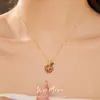 Collar de Manzana Electrochapado en Oro Real de 14K con Circonita, Cadena para Clavícula de Lujo Ligero de Alta Gama, Accesorio Versátil Exquisito y Elegante