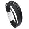 Pulsera de Hombre Personalizada Trendy Multicolor de Cuero Tejido Joyería Transfronteriza Tejida Multicapa con Hebilla de Aleación