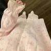 Dulce pijama de niña rosa floral y a rayas, nuevo conjunto de primavera y otoño de manga larga y pantalón largo, ropa de estar con cuello de muñeca