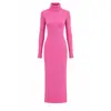 Vestido de punto ajustado de color liso con cuello alto para otoño e invierno para mujer, Vestido pullover de manga larga adelgazante de alta elasticidad de Amazon