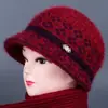 Sombreros para mujeres de mediana edad y mayores, otoño e invierno, para madres, forrados de polar, cálidos, sombreros de lana tejidos, para señoras mayores, de pelo de conejo, de ala ancha, sombreros de algodón