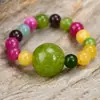 Anillos Artesanales de Piedra Natural con Cuentas de Alta Venta Transfronteriza para Mujer, Anillos Lisos de Ágata de una Sola Cuenta, Turmalina de Colores, Joyería Europea y Americana