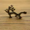 Dragão do Zodíaco de Cobre Latão Dragão Voador Pequenos Enfeites de Mesa Dragão Longo Suporte para Pincéis EDC Chaveiro de Carro DIY Pingente