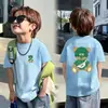 Algodão Puro Ins Marca da Moda Estampada Desenho Animado Manga Curta Camiseta Meninos Verão Casual Hip Hop Versátil Tendência Ins Top