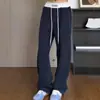Pantalones de chándal con dobladillo curvo para hombre y mujer, pantalones casuales rectos holgados de alta resistencia para primavera y otoño, pantalones deportivos de pierna ancha de estilo americano a la moda