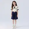 Conjunto de Verano para Niñas con Cuello de Muñeca, Ropa de Verano Elegante y de Moda para Niñas Mayores, Conjunto Deportivo Casual de Dos Piezas para Niños