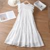 Precio Especial Vestido Francés Blanco de Manga Corta Ajustado Adelgazante Estilo Princesa Nuevo para Mujer Verano Dulce con Borde de Volantes