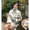 Otoño e Invierno Coreano Nuevo Estilo Estilo Coreano Temperamento Abrigo Cruzado con Cinturón Talla Mediana Gris Negro