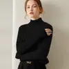 Suéter Grueso de Cachemira de Tres Capas para Mujer Otoño/Invierno 2026, Cuello Alto Medio, Tejido de Punto Trenzado Holgado, Suéter Básico Jersey de Lana de Cabra Color Sólido