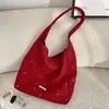 61251 Bolsa de Lã Outono e Inverno para Mulheres com Estrelas Lantejoulas, Grande Capacidade, Bolsa de Ombro Texturizada para o Dia a Dia, Bolsa Transversal para Compras