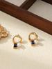 Aretes de Circonita de Color Cuadrado con Cuenta Destacada Aretes Geométricos Franceses de Acero de Titanio Hebilla para la Oreja Diseño Nicho Aretes de Acero Inoxidable Chapados en Oro