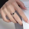 Anel de prata esterlina s925 Nalan com design de folha de diamante, nicho, prata tailandesa, diamante negro, anel de dedo indicador de camada dupla R00931