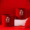 Set de Cubeta de Año Nuevo Dos Cubetas Redondas Bronceadas Rojas Cubeta de Abrazo Venta al por Mayor Cubeta de Terciopelo con Hebilla Ramo de Flores de Año Nuevo Cubeta de Flores