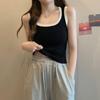 Verão Costura em Cores Contrastantes Camisole Curto Hot Girl Design Cintura Alta Slim Versátil Top Sem Mangas para Mulheres