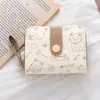 Monedero de Monedas con Hebilla Estilo Japonés para Mujer, Gatito Simple y Lindo, Cartera Corta Multifuncional, Portatarjetas