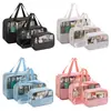 Necessaire Patchwork Translúcida, Bolsa de Cosméticos Transfronteiriça, Bolsa de Armazenamento de PVC para Necessaire Portátil à Prova d'Água de Grande Capacidade