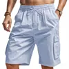 Shorts de verano para hombre europeos y americanos transfronterizos, amigables con la piel, transpirables, de corte holgado, shorts casuales de playa multibolsillos