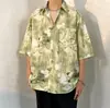 Camisa de Manga Corta con Estampado Completo de Tinta Vintage Estilo Hawaiano de Verano Diseño para Hombres y Mujeres Camisa Casual con Sentido del Diseño Abrigo de Moda