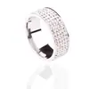 Anillo de Acero de Titanio Europeo y Americano con Cinco Filas de Diamantes, Anillo de Acero Inoxidable de Moda con Arcilla Totalmente Diamantado de Nicho, Lujo Accesible de Alta Gama, No Desvanecible