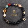 12 Pulseras de Doce Constelaciones, Pulseras de Cristal para Mujeres y Hombres, Abalorios Hechos a Mano, Piedras Naturales, Ocho Planetas, Estilo Popular Transfronterizo