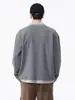 Camisa Polo de Moda para Hombre Otoño e Invierno, Camiseta Casual Holgada de Manga Larga Estilo Retro Americano de Dos Piezas Falsas, Sudadera de Punto con Cuello Chal