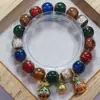 Pulsera de Cuentas Esmaltadas con Ceniza de Incienso Cuentas con Pan de Oro Adorno de Tres Pasadas Accesorios Pulsera de Cuentas Esmaltadas de Siete Colores Disponible al por Mayor