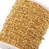 Bolsa de corrente lateral de aço inoxidável 18K com preservação de cor, corrente de torção cubana, intervalo de corrente grande com borla combinando com ponto de corrente