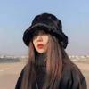 Gorro de Inverno Novo Chapéu de Pescador Espesso Feminino Estilo Coreano Chapéu de Princesa de Pelo de Coelho Moda Street Style Chapéu Hexagonal de Pelo