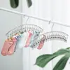 Estante de secado de calcetines de acero inoxidable con disco, gancho para ropa interior con múltiples clips, artefacto a prueba de viento para bebés, multifuncional para el hogar.