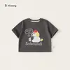 Bangxuan Huzhou Zhili Roupa Infantil Meninas Manga Curta Verão Novo Gola Redonda Desenho Animado Tops Meninos Camiseta Infantil Solta
