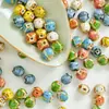 Cuentas de cerámica con agujero recto estilo retro bohemio pulsera con forma multifacética accesorios material de cuentas joyería diy