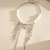 Colar de Corrente com Pingente de Estrela-do-Mar com Contas e Franjas Estilo Resort Europeu e Americano, Design de Moda Personalizado, Corrente de Clavícula, Joias de Nicho de Luxo Leve