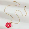 Colar Acrílico Taina Europeu e Americano Feminino Não Desbota Versátil Flor Rosa Conjunto de Joias em Aço Inoxidável Venda Quente