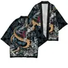 2023 Novo Estilo Maré Nacional Estilo Nacional Harajuku Vintage Cardigã e Kimono Estilo Japonês Manto Tecido de Pena Ashura para Homens