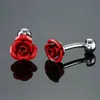 Joyas Glamorosas Trébol de Cuatro Hojas Oro Rosa y Plata Patrón Gemelos Gemelos de Puño Francés Clavo Venta al por Mayor