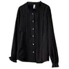 Camisa para ir al trabajo para mujeres de talla grande, top elegante arrugado, nuevo estilo de otoño, talla grande, elegante camisa de manga larga con encaje 0723