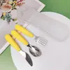 Aço inoxidável 304 Conjunto de talheres faca e garfo para crianças talheres de bebê portátil para atividades ao ar livre talheres para suplementos alimentares colher e garfo de treinamento para menores de 3 anos