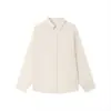 Camisa de Linho Tencel Lenzing para Mulheres, Estilo Fino com Bolsos, Estilo Solto e Casual, Camisa de Liocel com Proteção Solar de Manga Longa