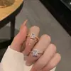 Estilo Frío Diseño de Nicho Lujo Ligero Cuadrado Geométrico Diamante Moxan Anillo Super Brillante Apertura Ajustable Pulsera Versátil