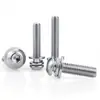 Tornillos de Tres Combinaciones de Acero Inoxidable 304 con Cabeza Redonda y Hexágono Interior, Tornillos de Tres Combinaciones con Cabeza Plana y Hexágono Interior con Arandela de Resorte Plana