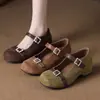 Zapatos Mary Jane de moda para mujer, nueva colección de otoño 2026, planos con plataforma interior de estilo francés, zapatos de suela gruesa estilo Birkenstock