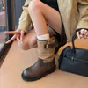 Botines Retro Chuyuji para Mujer 2026 Modelo Nuevo Punta Redonda Tacón Grueso Botas de Montar Marrones Botas Western Plegadas Apiladas