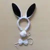 Accesorios de Animales Set de Tres Piezas de Animales Diadema de Orejas de Conejo Blanco Diadema Pajarita Cola Set de Tres Piezas 28cm