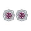Tonglin cross-border fashion colorido tesouro brincos de pino S925 prata esterlina brincos de pino em estilo floral fileira diamante doze estrela pedra brincos de pino
