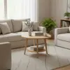 Mesa auxiliar mini moderna minimalista para uso doméstico, mesa lateral simple popular para sala de estar, balcón, mirador o lado del sofá, mesa redonda pequeña