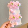 Cuerda para el cabello de flores súper hada para niños, flor rosa para la cabeza de niña, bola para el cabello, anillo de intestino delgado para bebé que no daña el cabello, liga para coleta, anillo para el cabello
