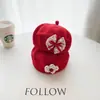 Touca Vermelha para Bebê Estilo Primavera e Outono para Meninas Recém-Nascidos 0-1-3 Anos Boina Chapéu de Tricô Chapéu de Abóbora