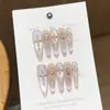 Unhas Usáveis Feitas à Mão Exquisitas Gato de Olho Luz Sagrada Cruz Zircônia Completa Média-Longa Dicas de Unhas Postiças Arte de Unhas de Alta Qualidade